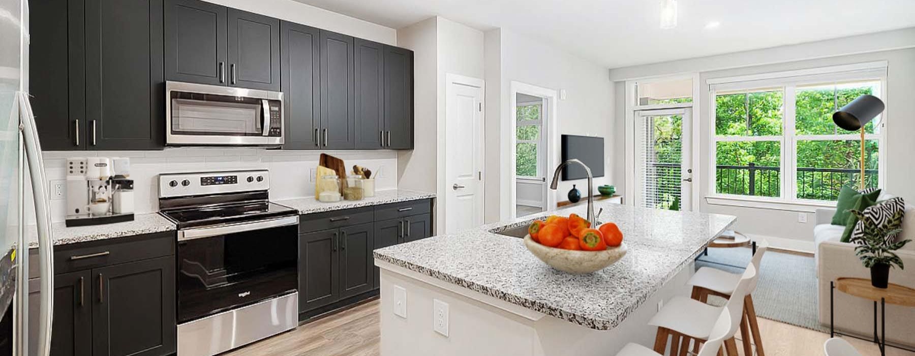 a kitchen with a table and chairs